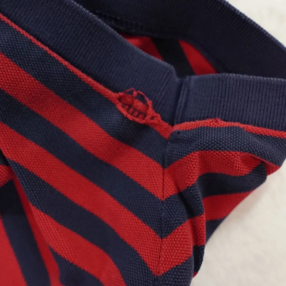 Vintage Polo Ralph Lauren Shirt Mens 1XL BIG Red Navy‎ Blue Striped Polo READ